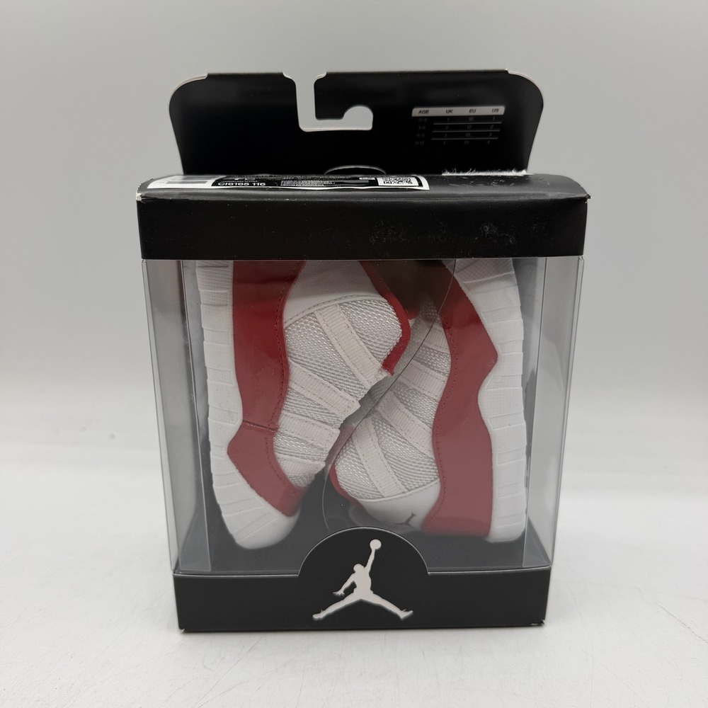 Jordan 11 Crib Bootie Cherry Shoe Baby Sz 4 C White/Varsity Red-Black CI6165-116